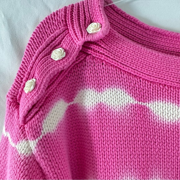 LoveShackFancy Tie Dye Chunky Knit Sweater Pink Size L - Picture 8 of 14